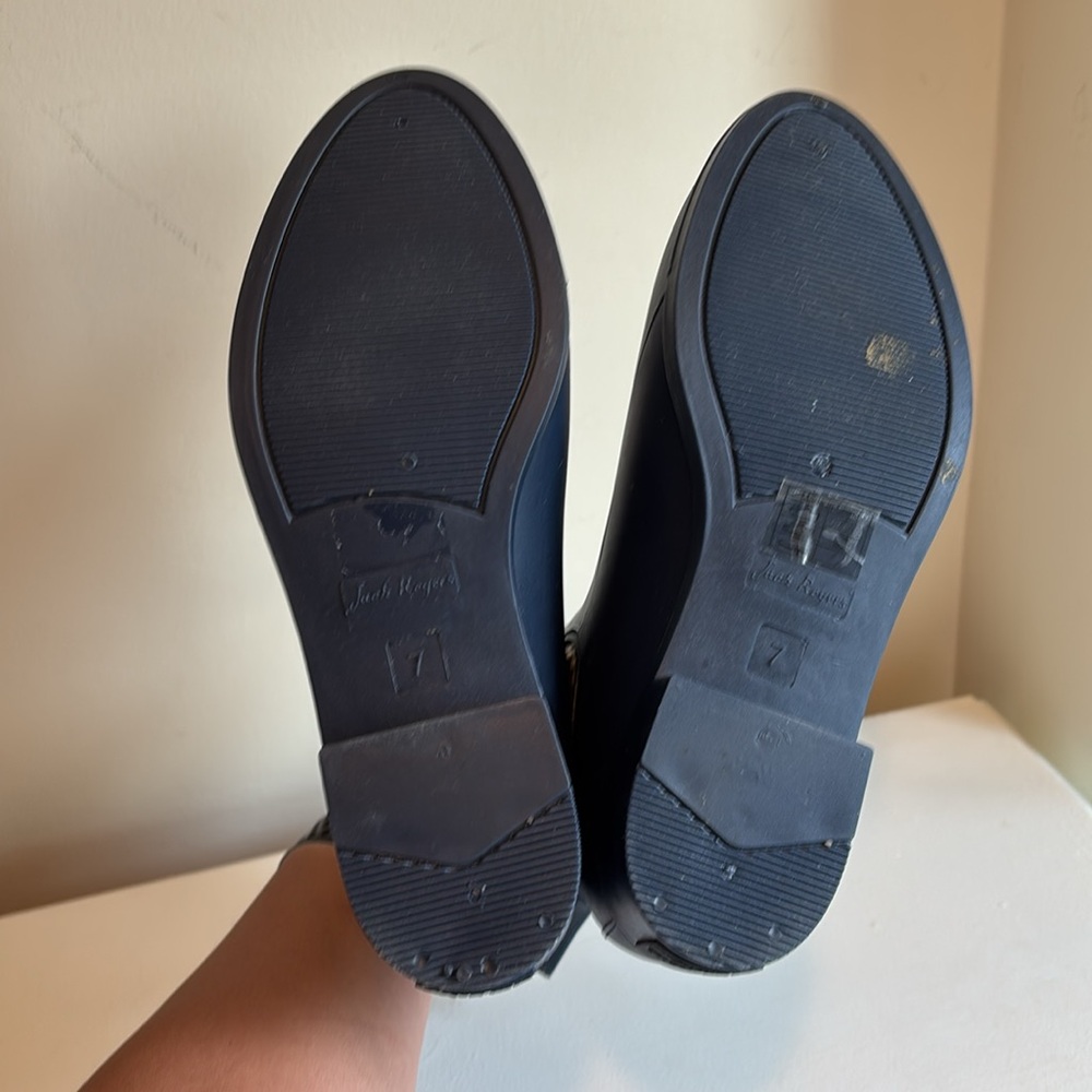 Jack Rogers Sallie Rain Boot Matte Navy Gold Scallop Detail Size 7 - Picture 6 of 9